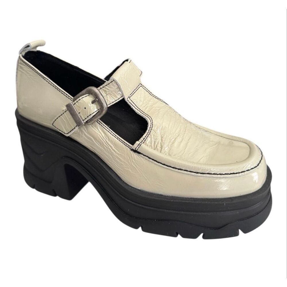 Free People  Mayla Chunky Platform Mary Jane Loafer Antique Ivory Womens 6.5